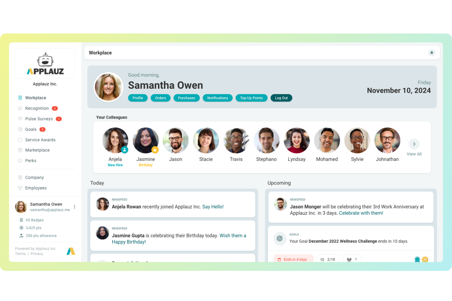 Applauz screenshot - 19 Meilleurs Logiciels de Reconnaissance des Employés pour les Petites Entreprises Testés en 2026