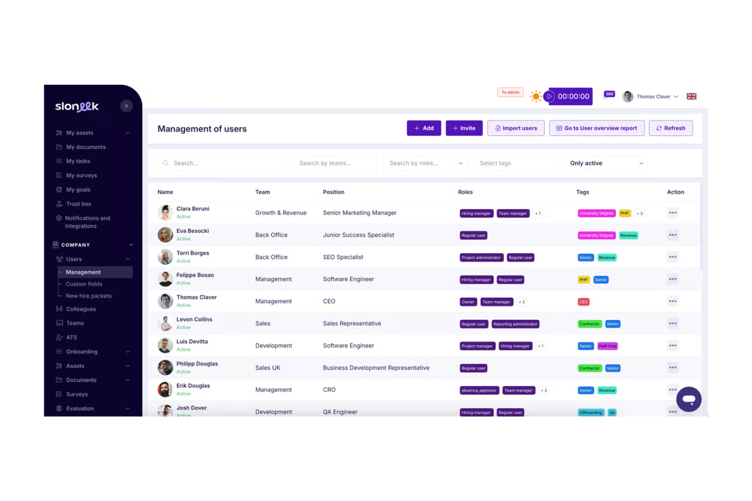 Sloneek screenshot - 14 Meilleures Solutions d’IA d’Entreprise Passées en Revue en 2026