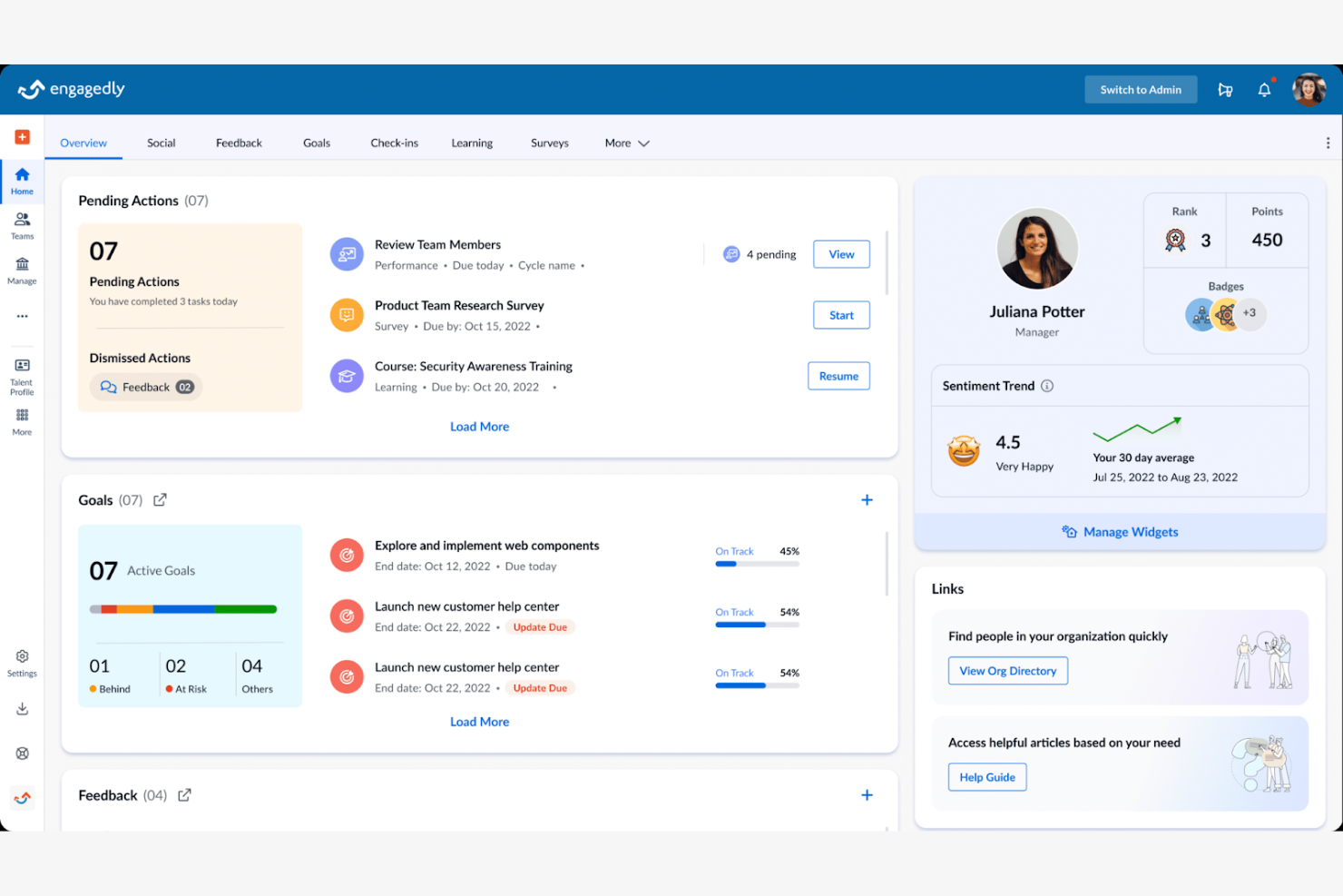 Engagedly screenshot - 16 Beste Gamification-Software für Mitarbeiterengagement im Jahr 2026 getestet