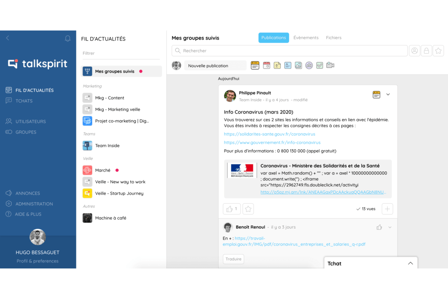 Talkspirit screenshot - 19 beste Intranet-Software für kleine Unternehmen im Test 2026