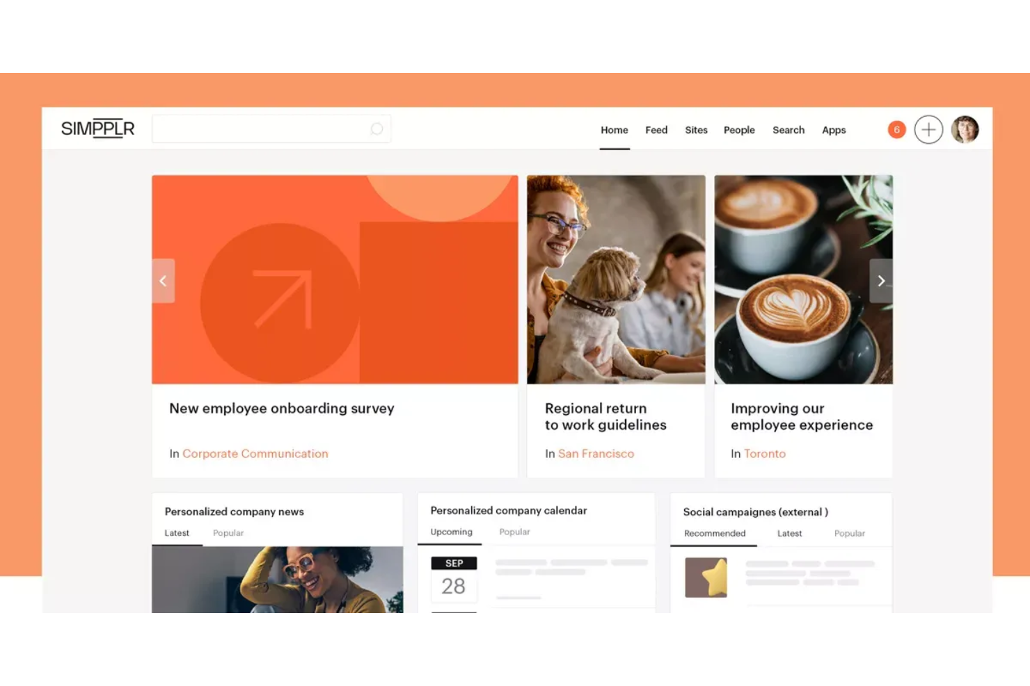 Simpplr screenshot - 19 Meilleurs Logiciels d’Intranet pour les Petites Entreprises Passés en Revue en 2026