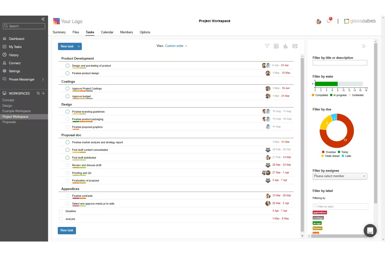 Glasscubes screenshot - 19 Meilleurs Logiciels Intranet pour Petites Entreprises Passés en Revue en 2026
