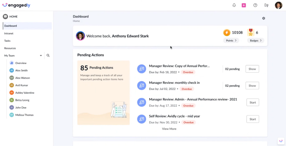 Engagedly screenshot - 21 Beste KI-Mitarbeiter-Feedback-Software im Test 2026