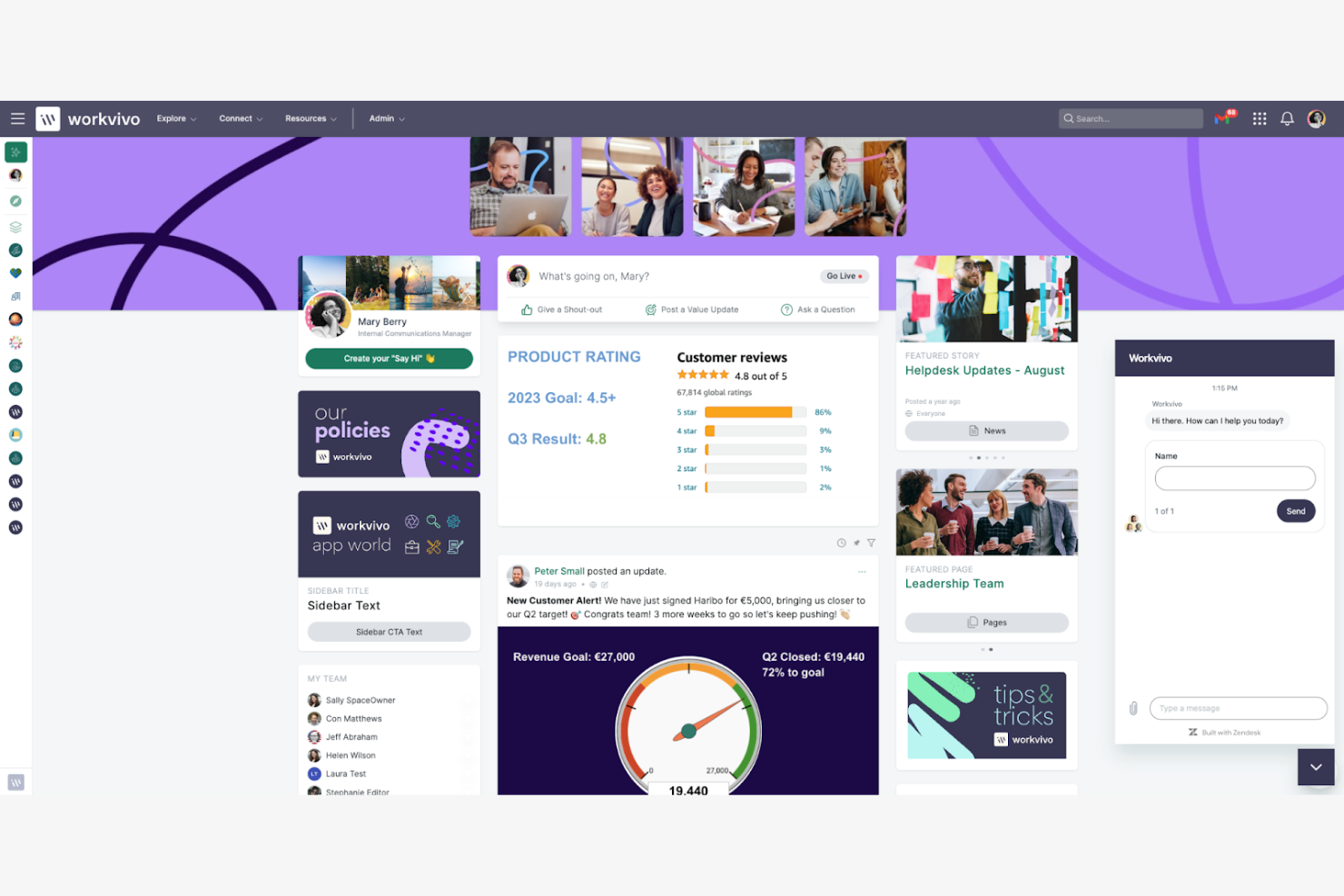Workvivo screenshot - 15 Meilleures Applications de Communication pour Employés Passées en Revue en 2026