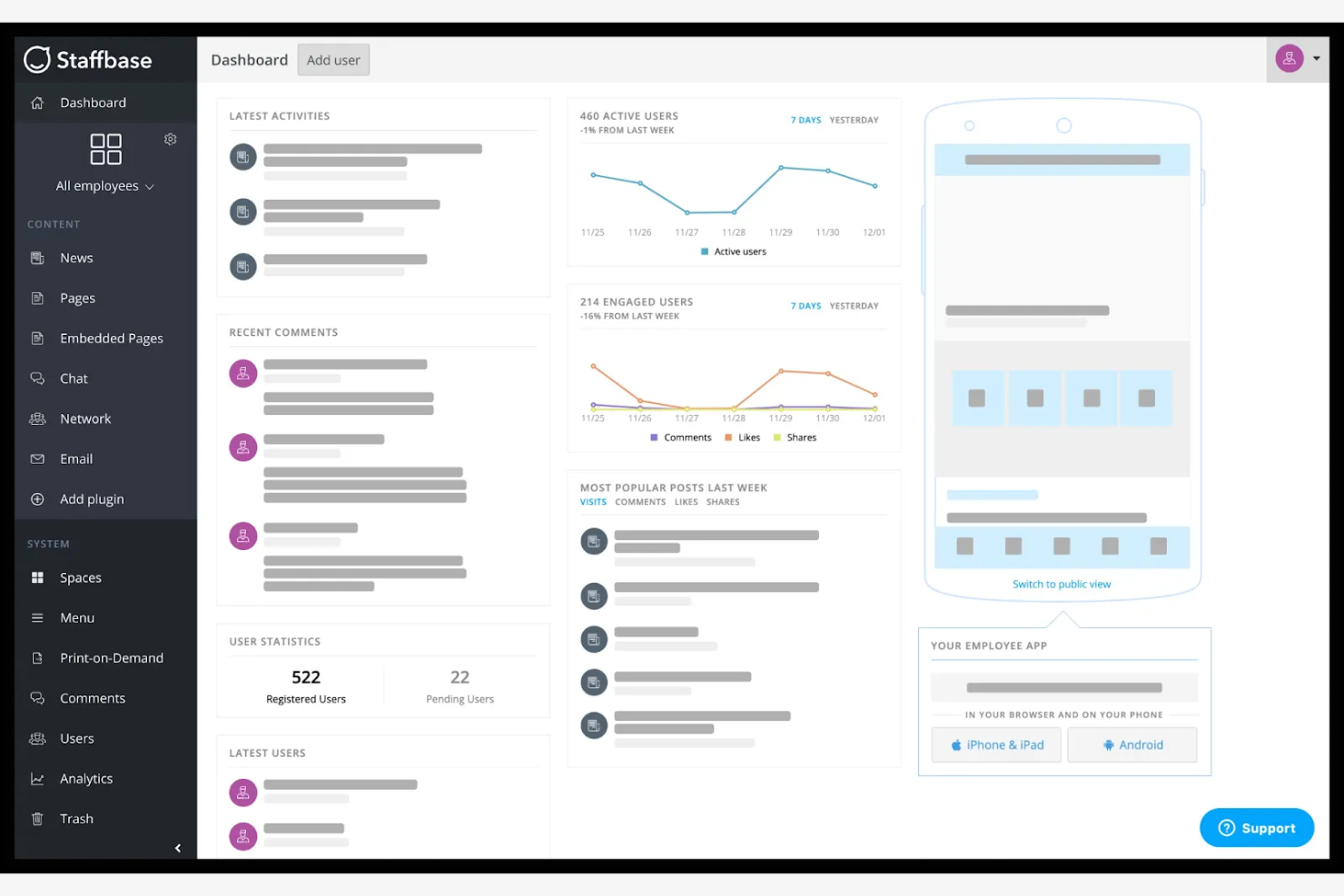 Staffbase screenshot - 15 Beste Mitarbeiter-Kommunikations-Apps im Test 2026