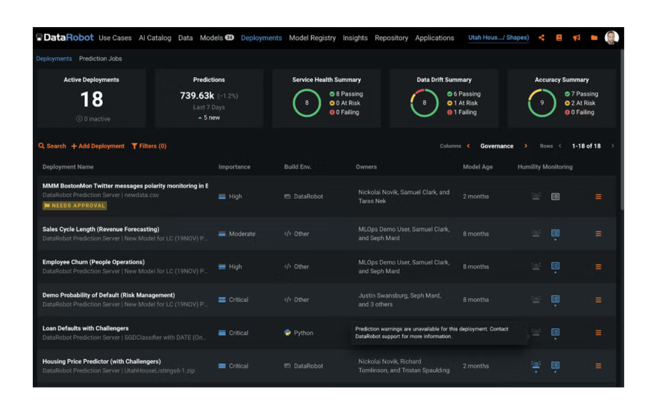 DataRobot screenshot - 20 meilleures plateformes d’IA analysées en 2026