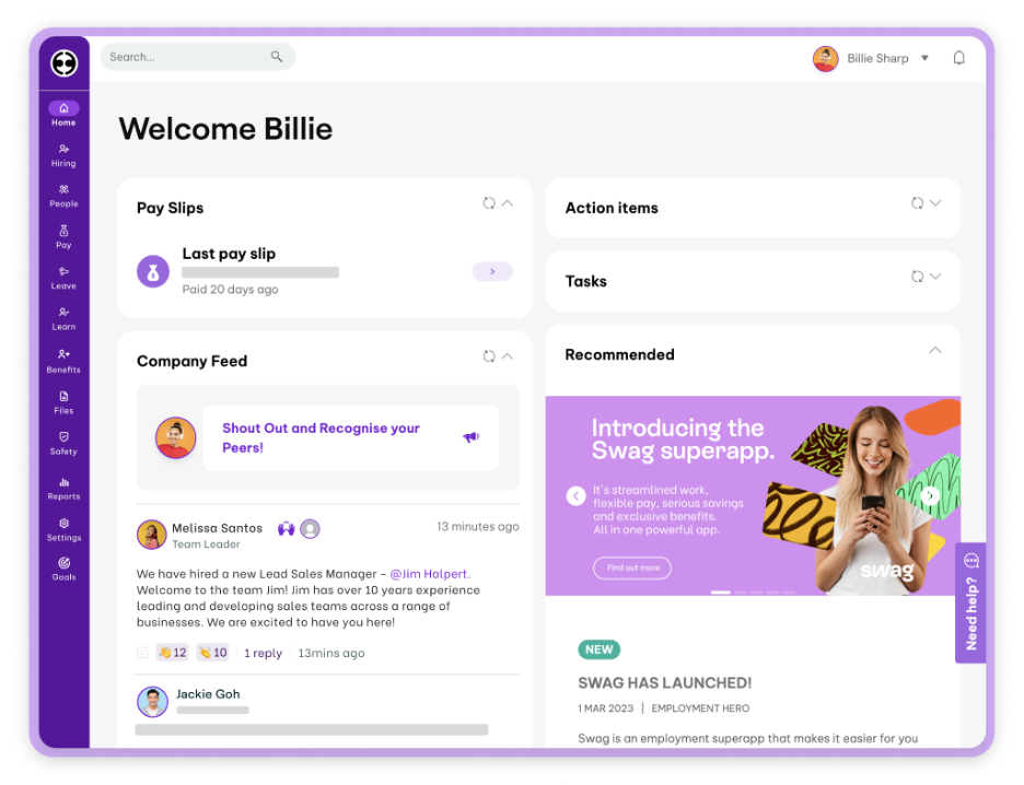 Employment Hero screenshot - 15 Meilleurs Logiciels RH au Royaume-Uni Analysés en 2026