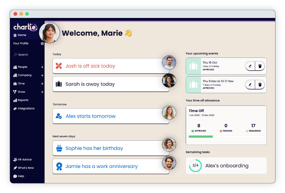 CharlieHR screenshot - 15 beste HR-Softwares im Vereinigten Königreich im Test 2026
