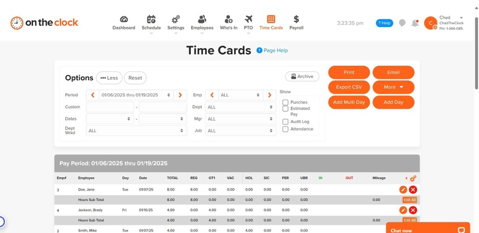 OnTheClock screenshot - Die 10 besten Lohnabrechnungs- und Zeiterfassungssoftwares im Test 2026