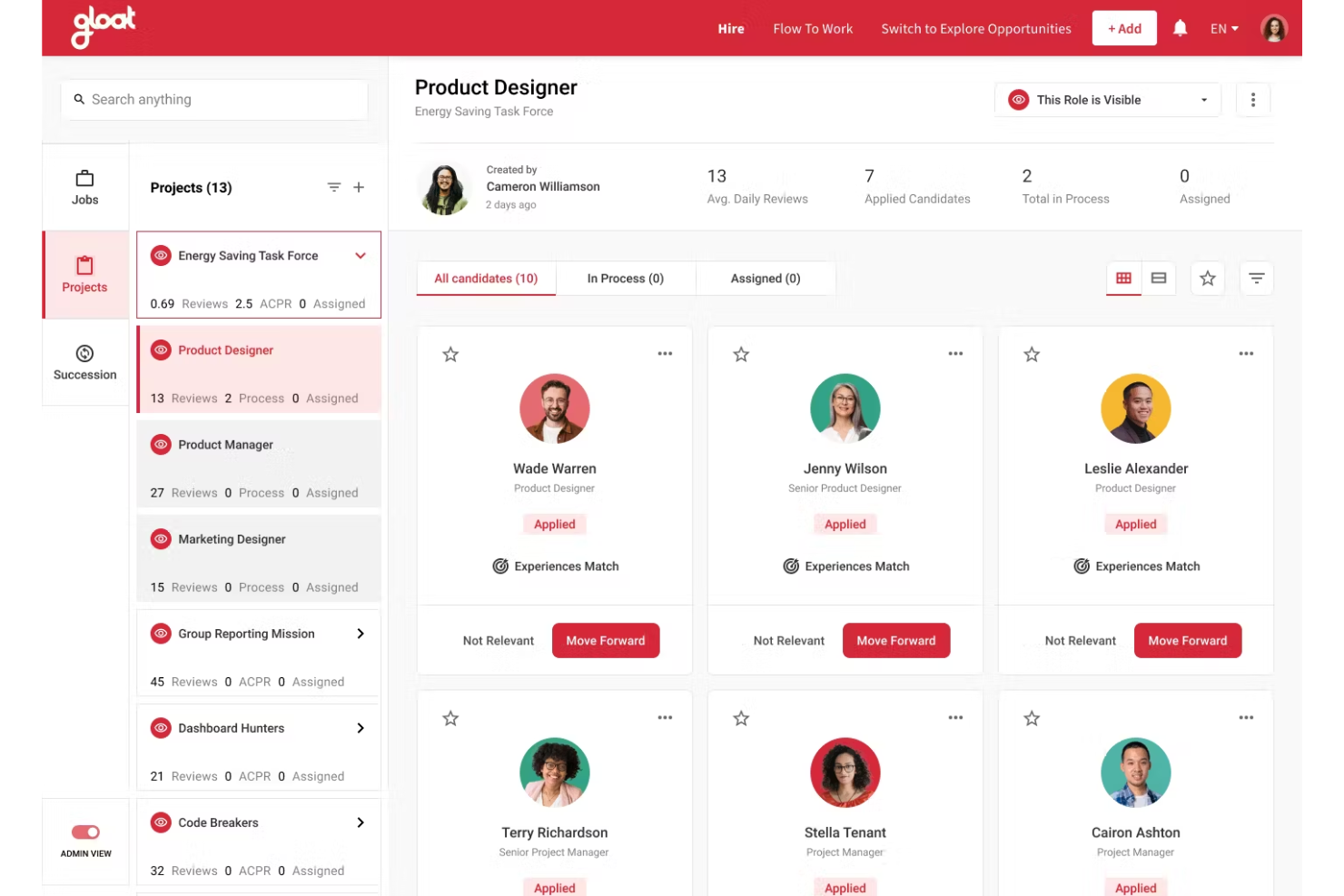 Gloat screenshot - 13 meilleurs outils d’IA pour la gestion du changement analysés en 2026