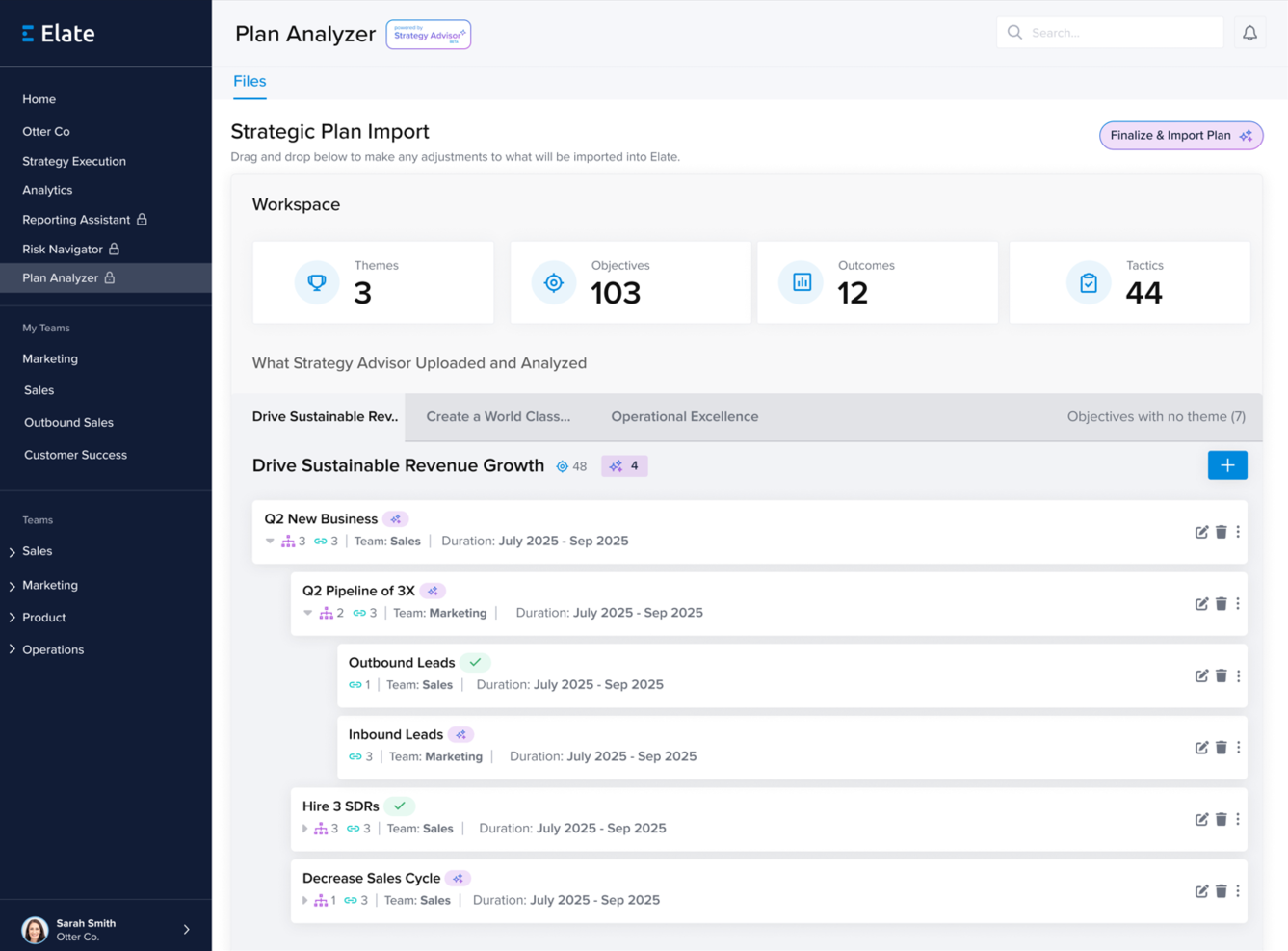 Elate screenshot - 19 meilleurs logiciels d’IA pour la planification stratégique analysés en 2026