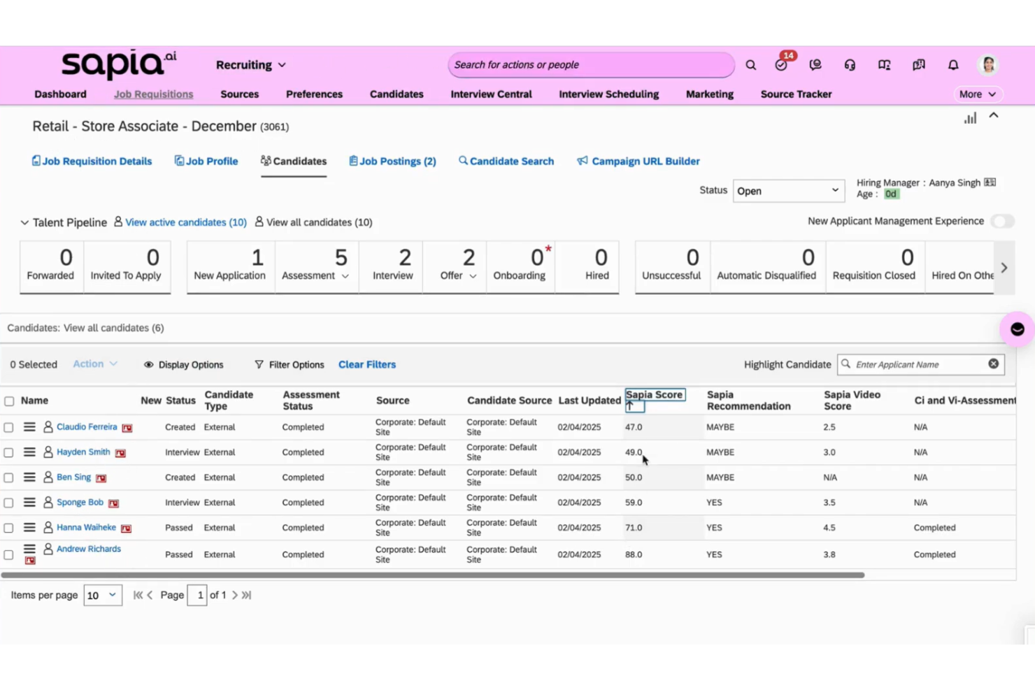 Sapia.ai screenshot - 17 Beste KI-Interview-Software im Test 2026
