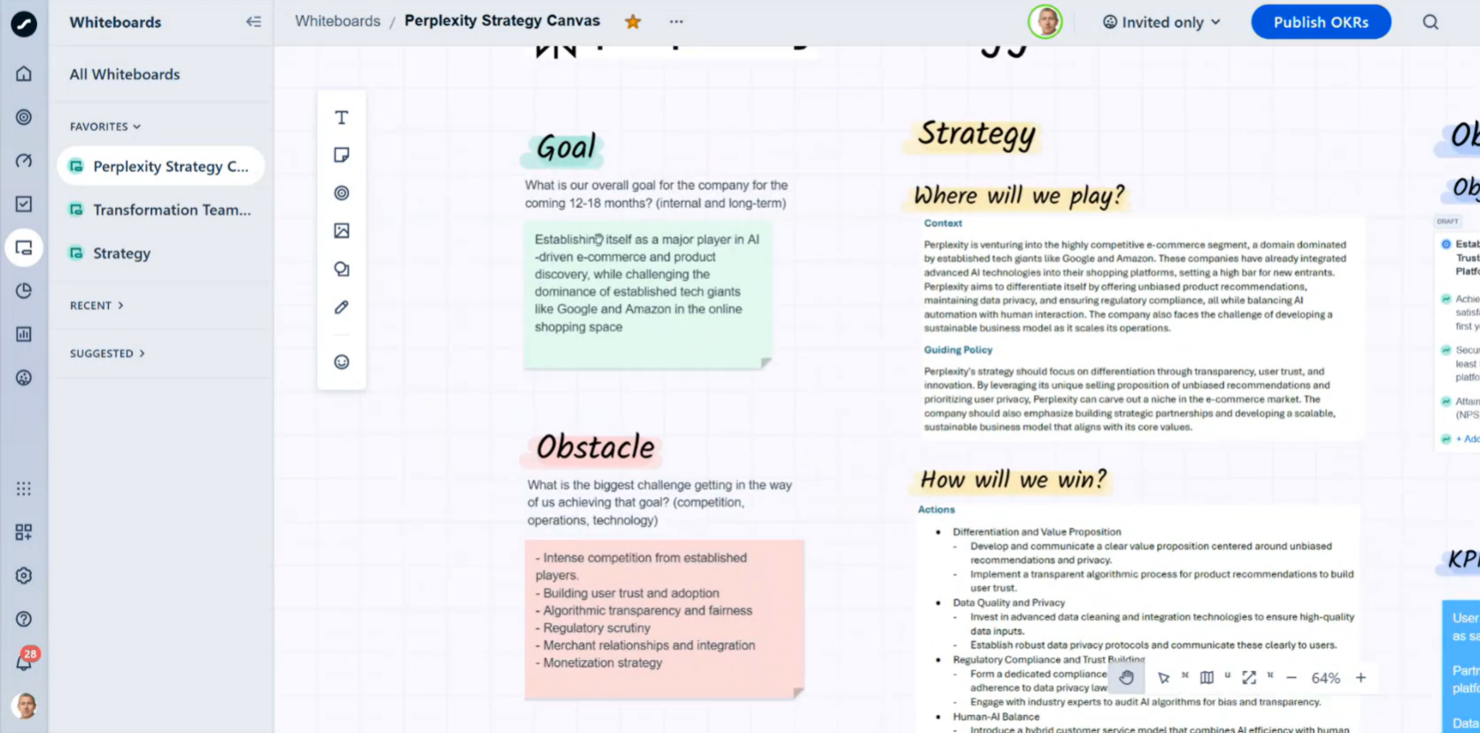 Quantive StrategyAI screenshot - 19 meilleurs logiciels IA de planification stratégique testés en 2026