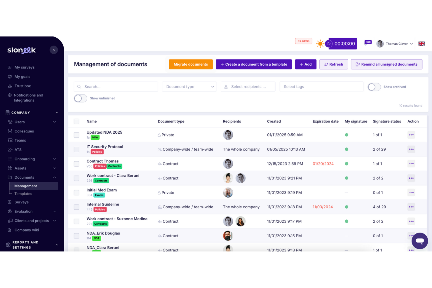 Sloneek screenshot - 17 Beste Homebase-Alternativen im Jahr 2026 bewertet