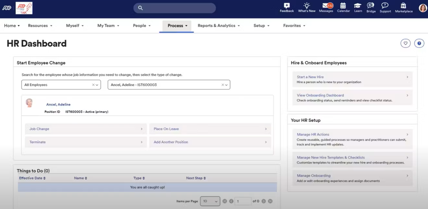 ADP screenshot - 17 Meilleurs SIRH IA Passés en Revue en 2026