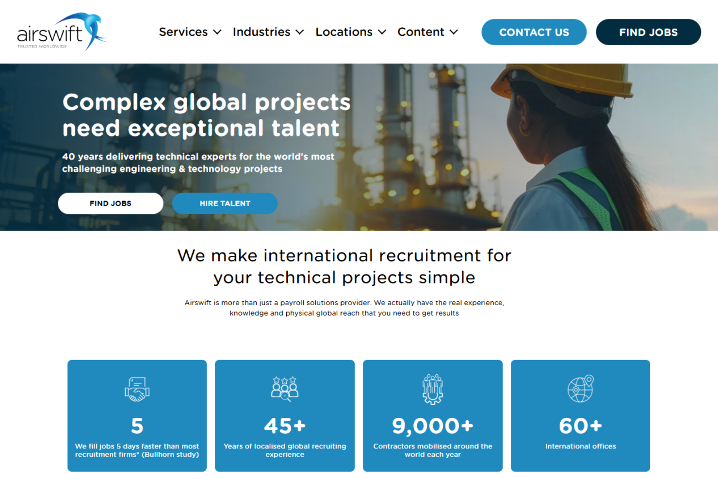 Airswift screenshot - 10 meilleures agences de recrutement international passées en revue en 2026
