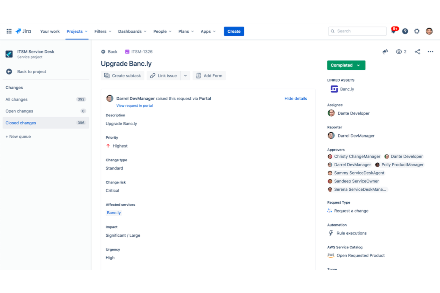 Jira Service Management screenshot - 13 Beste Change-Management-Tools &amp; Software 2026