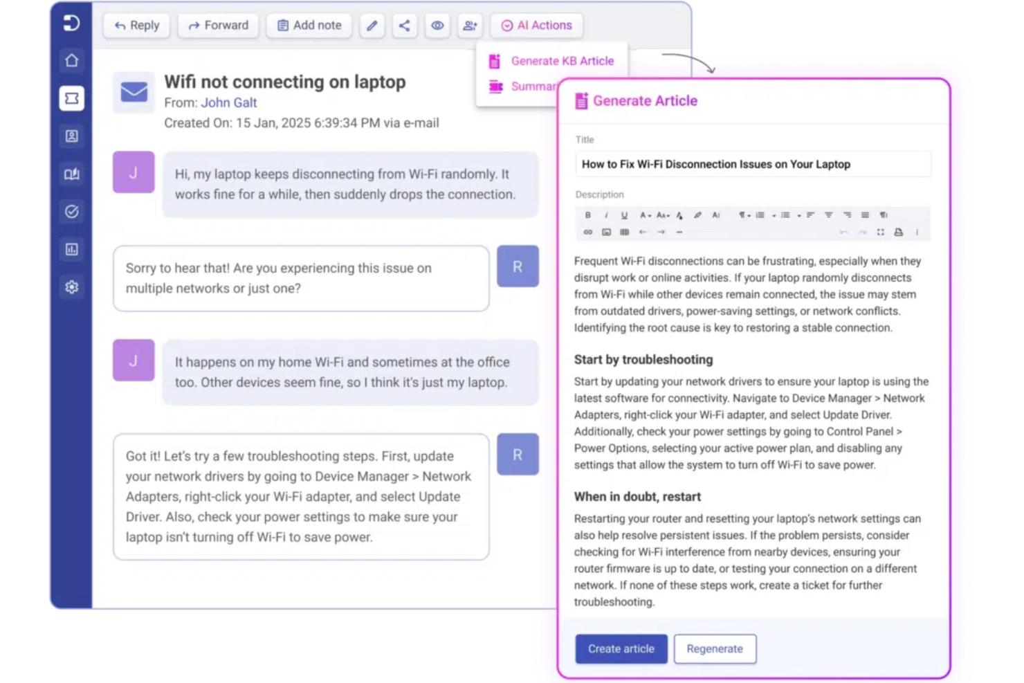 Desk365 screenshot - 28 Meilleurs Logiciels de Base de Connaissances Evalués en 2026