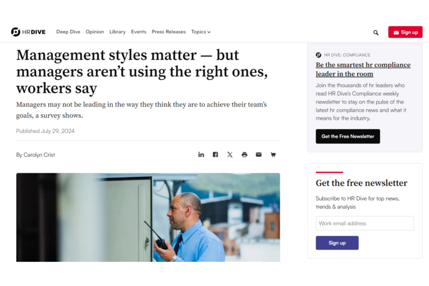 HR Dive Talent Daily Newsletter screenshot - 16 beste Recruiting-Newsletter, die Sie 2026 lesen sollten
