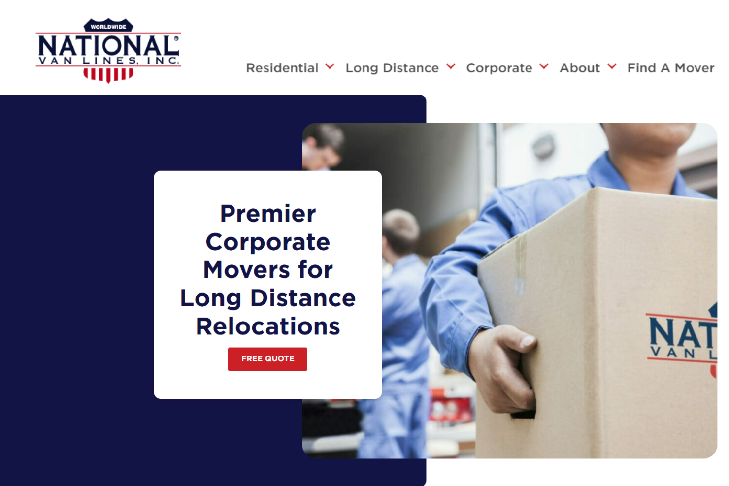 National Van Lines screenshot - 18 meilleurs services de relocalisation des employés évalués en 2026