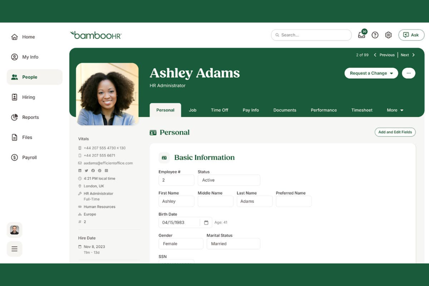 BambooHR® screenshot - 13 Meilleures Alternatives à Lattice en 2026 : Analyse Complète