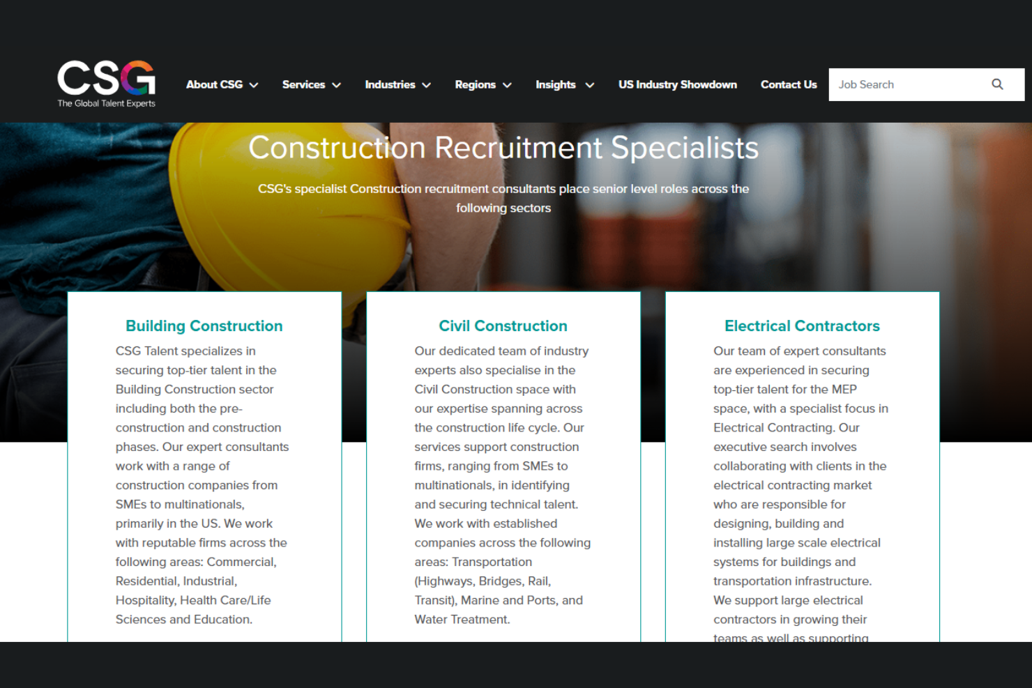 CSG Recruitment screenshot - 15 Meilleures Agences de Recrutement dans la Construction Passées en Revue en 2026