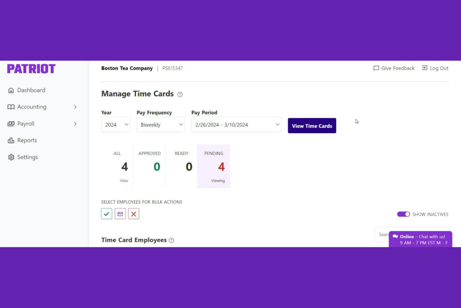 Patriot Software screenshot - 15 Meilleures Alternatives à Paylocity : Critiques en 2026