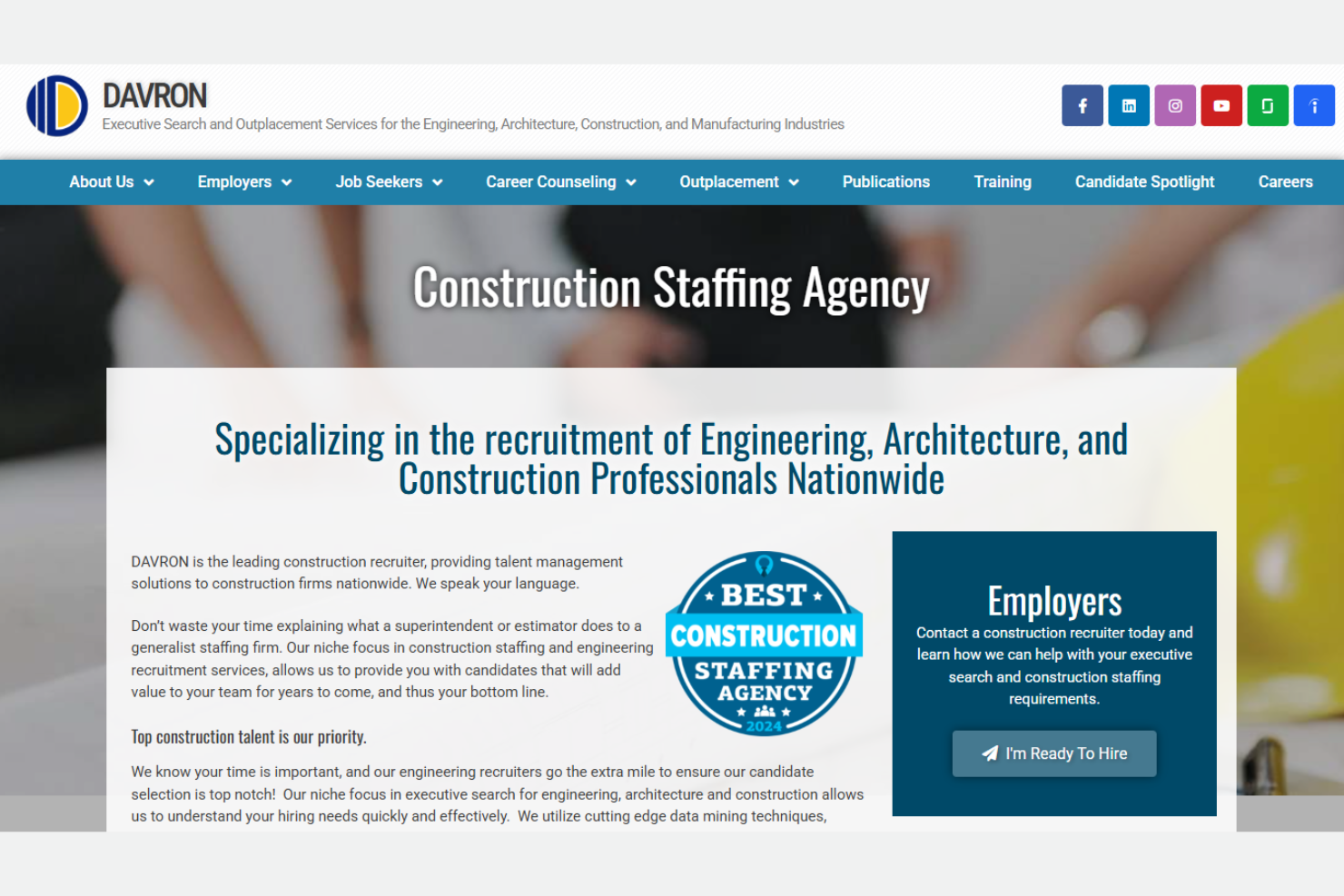 DAVRON Construction Staffing screenshot - 15 Meilleures Agences de Recrutement dans la Construction Passées en Revue en 2026