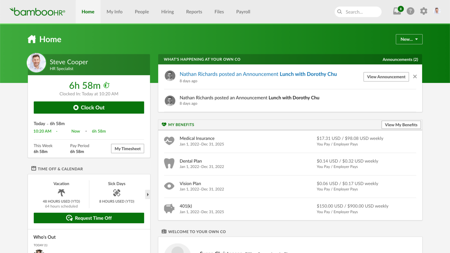 BambooHR® screenshot - 15 beste Paylocity-Alternativen: Bewertet im Jahr 2026