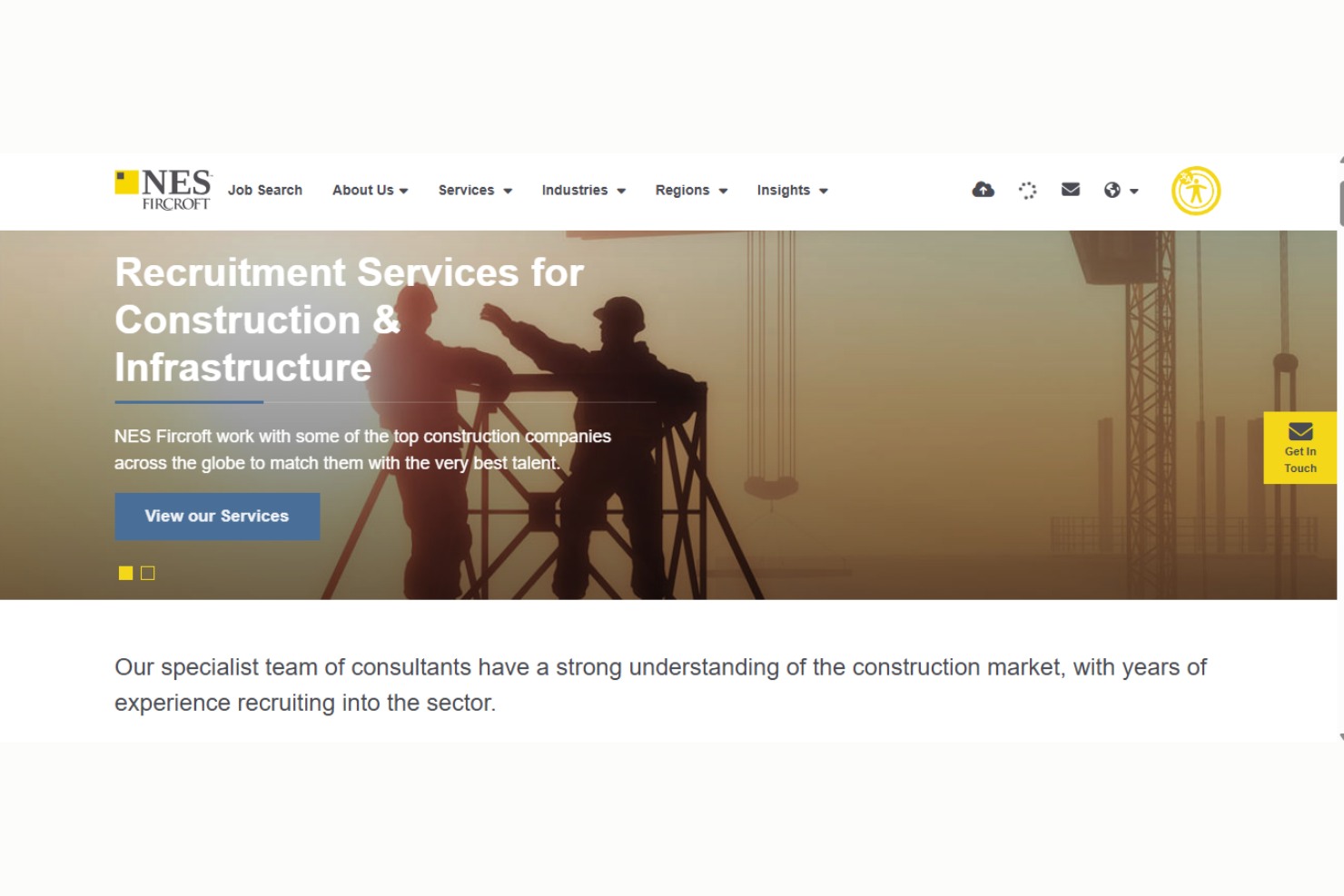 NES Fircroft Construction Recruitment screenshot - 15 Beste Bau-Personalvermittlungsagenturen im Test 2026