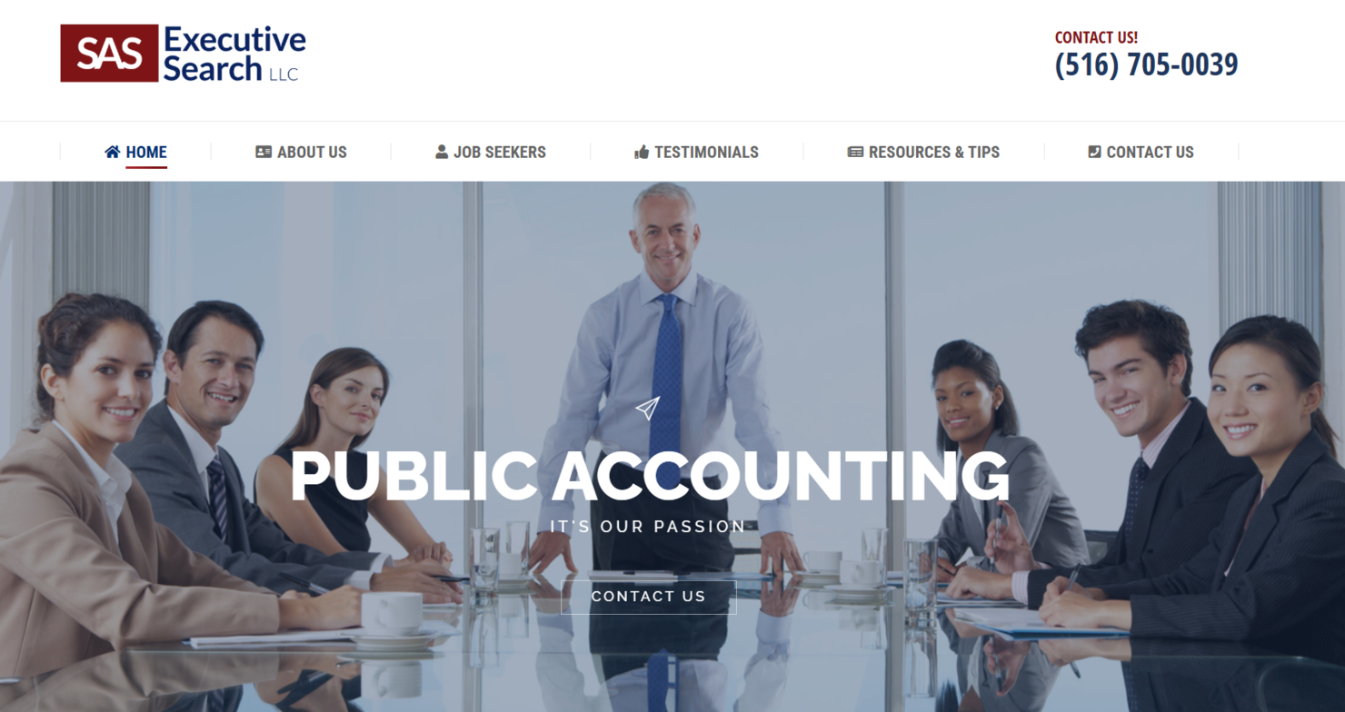 SAS Executive Search, LLC screenshot - 10 Meilleures Cabinets de Recrutement Comptable Passés en Revue en 2026