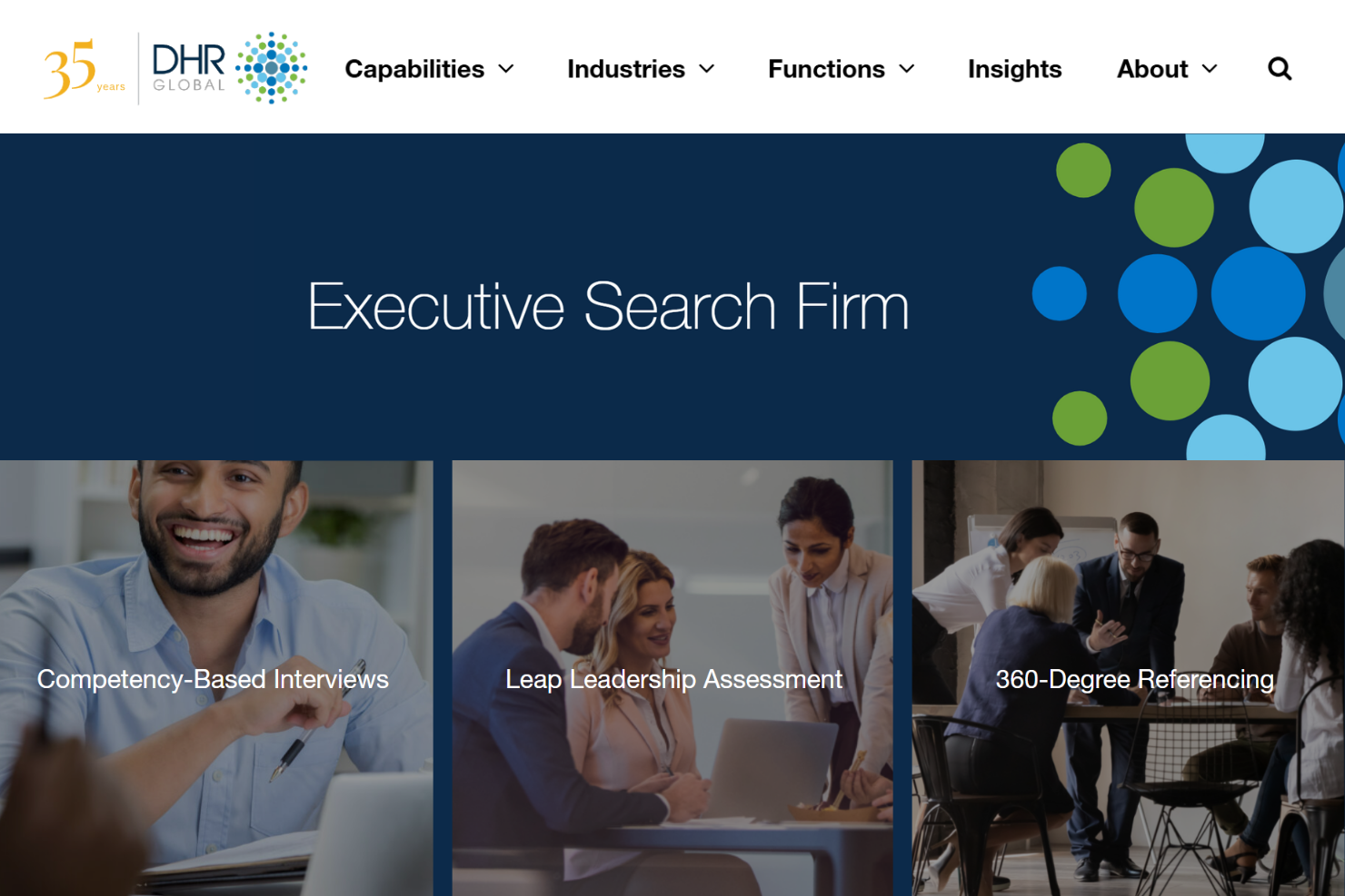 DHR Global screenshot - 18 meilleures entreprises de recrutement de PDG passées en revue en 2026