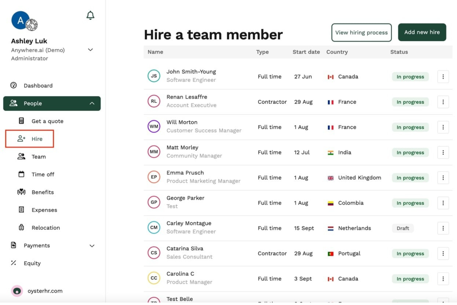 Oyster HR screenshot - 10 meilleures alternatives à RemoFirst de 2026 : avis