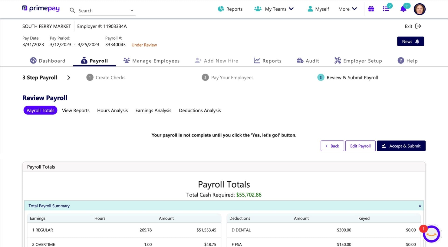 PrimePay screenshot - 19 Meilleures alternatives à Paycor passées en revue en 2026