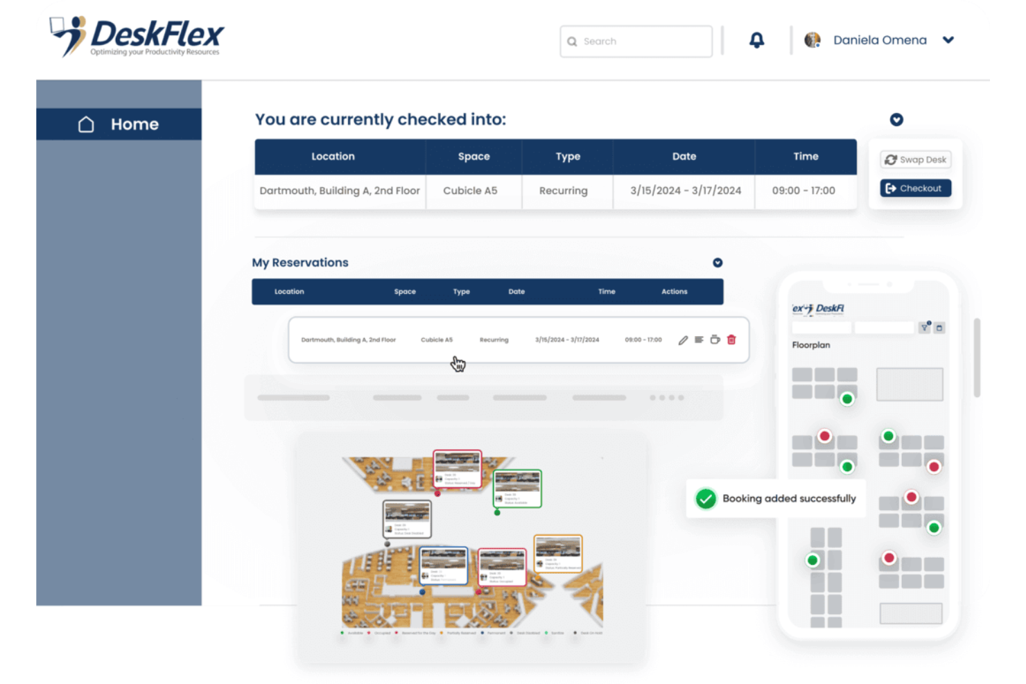 DeskFlex screenshot - Die 20 besten Besuchermanagement-Softwares 2026: Getestet