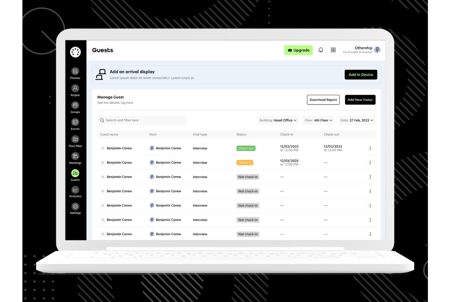 Othership screenshot - 10 meilleurs logiciels de gestion des visiteurs de 2026 : évaluation