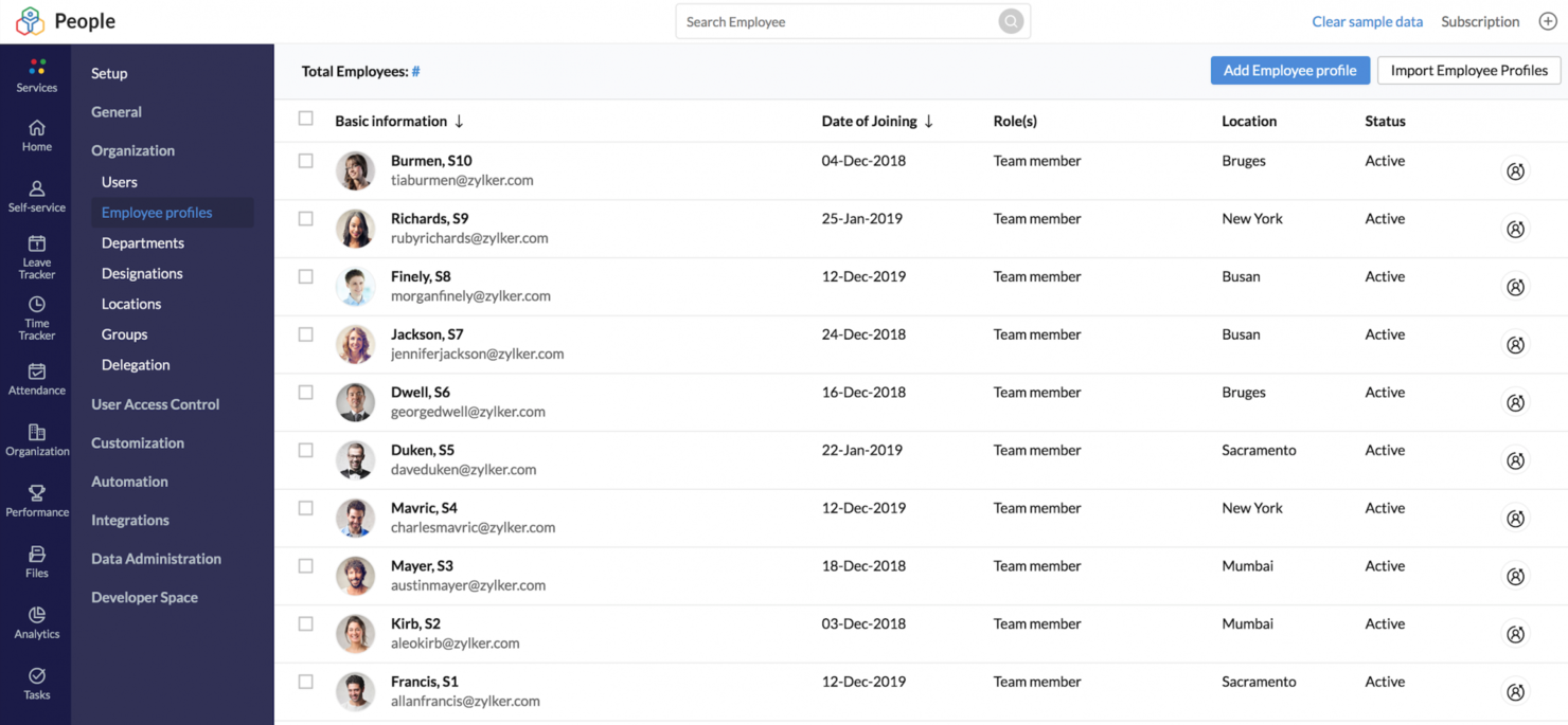 Zoho People screenshot - 10 beste Zenefits-Alternativen im Test 2026