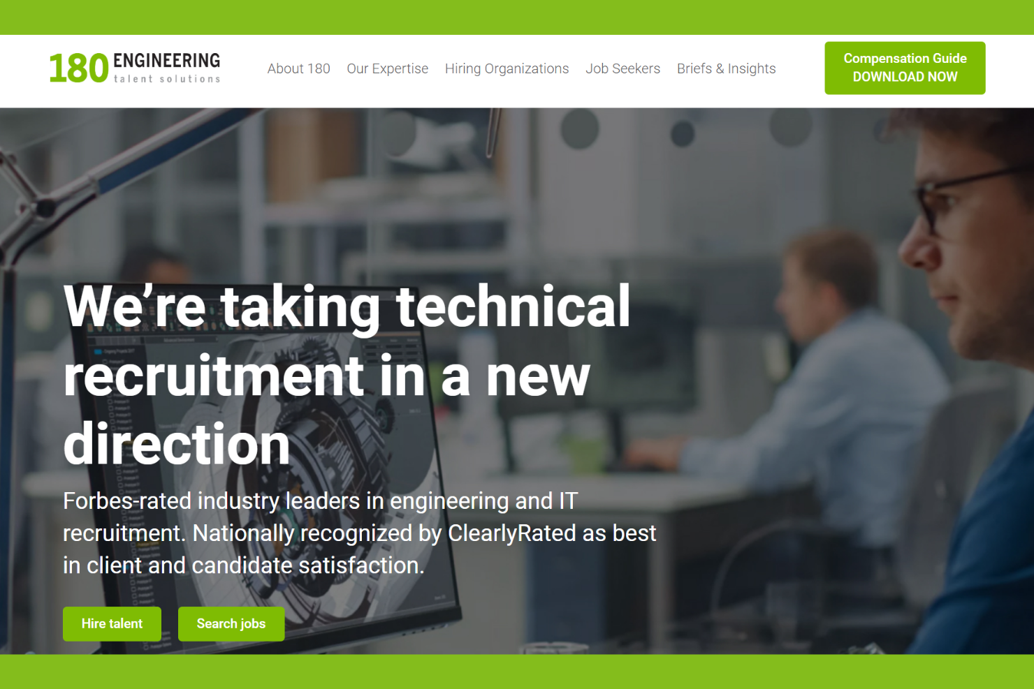 180 Engineering screenshot - 10 meilleures agences de recrutement en ingénierie de 2026