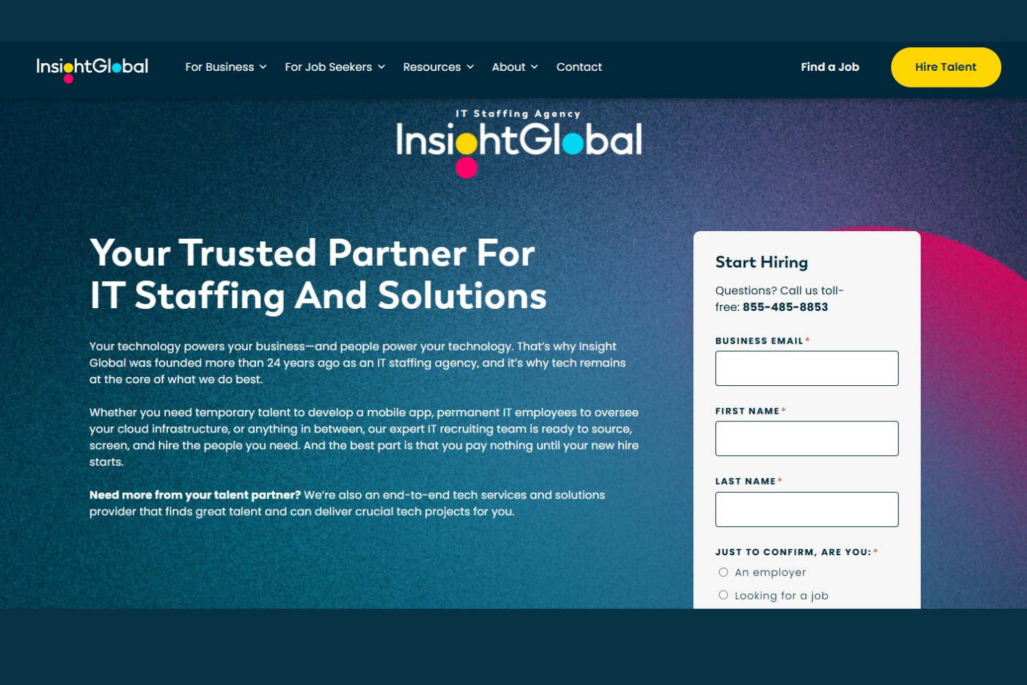 Insight Global screenshot - 10 meilleures agences de recrutement de 2026 : Analyse et avis