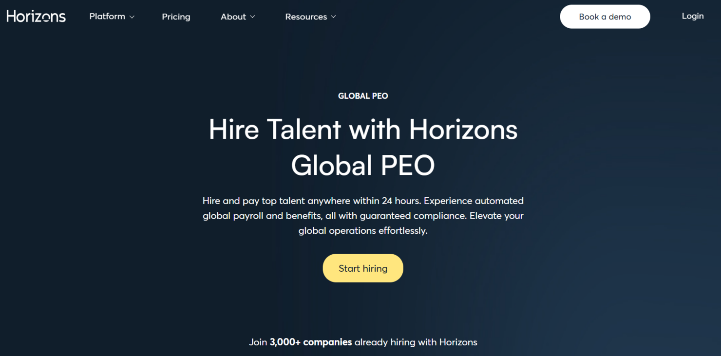 Horizons screenshot - 10 Beste globale PEO-Dienste 2026: Bewertet