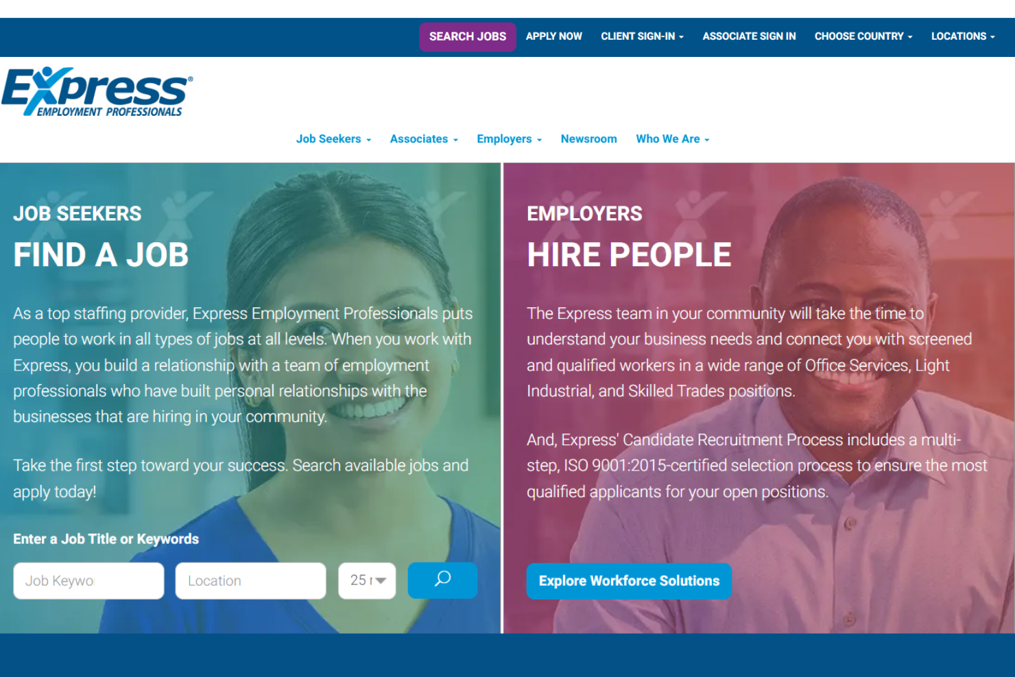 Express Employment Professionals screenshot - 26 Meilleures Agences de Recrutement Passées en Revue en 2026