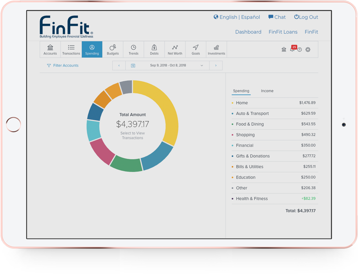 FinFit screenshot - 20 Meilleurs Logiciels de Bien-Être Financier Passés en Revue en 2026
