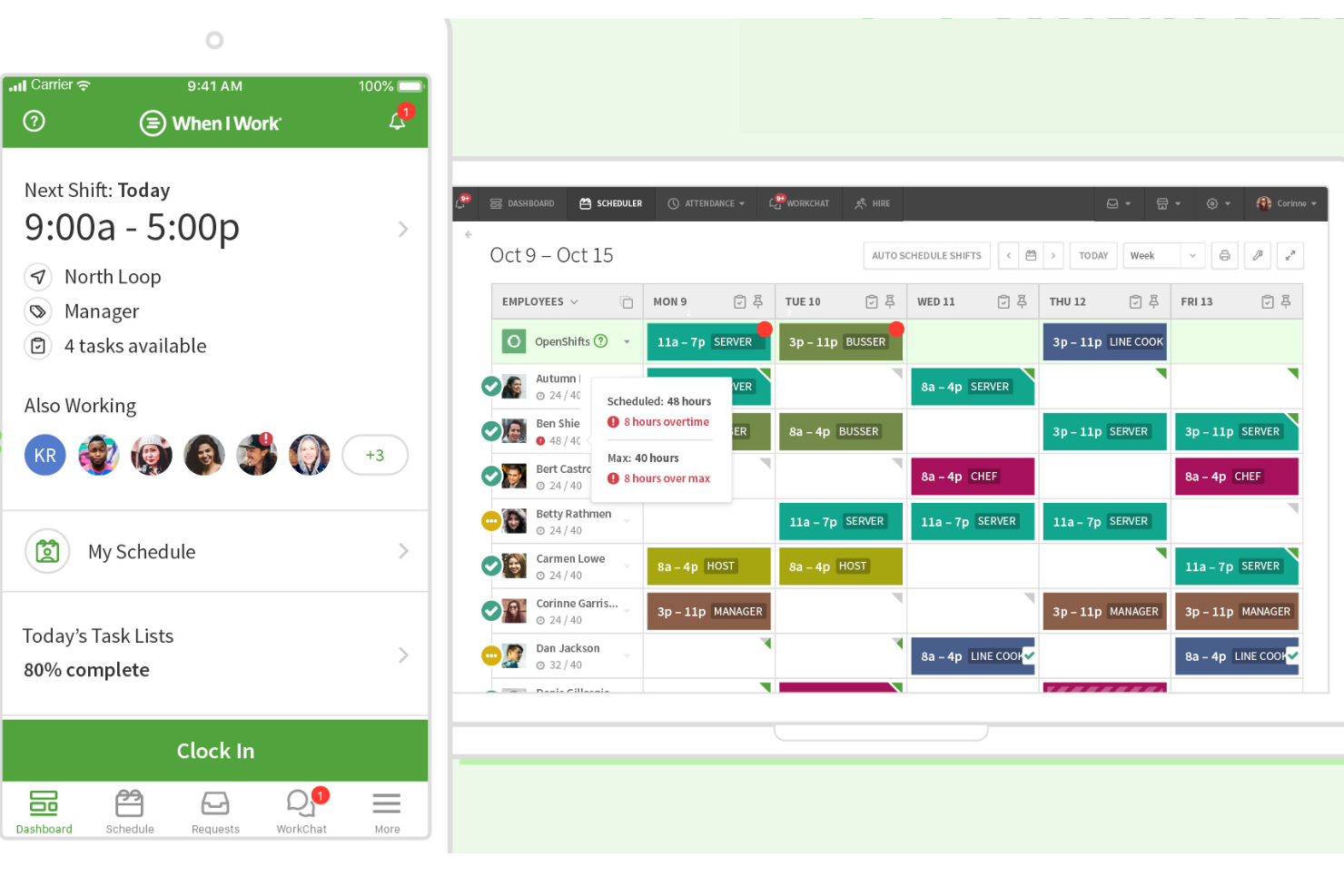 When I Work screenshot - 25 Meilleurs Logiciels de Pointeuse pour Employés Passés en Revue en 2026