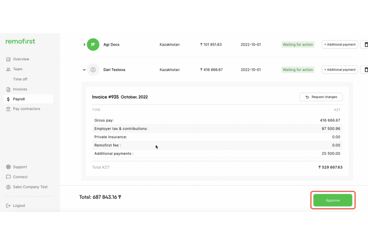 RemoFirst screenshot - 18 Beste Lohnabrechnungssoftware für Auftragnehmer im 2026
