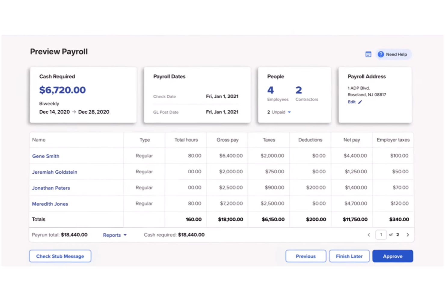 ADP screenshot - 10 meilleurs logiciels de paie pour le secteur manufacturier en 2026