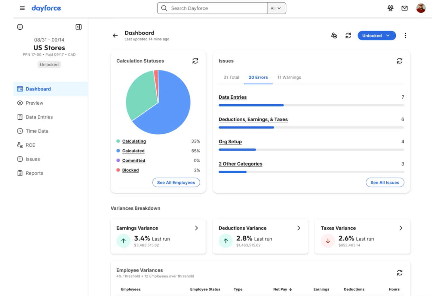 Dayforce screenshot - 10 meilleurs logiciels de paie pour les entreprises du bâtiment en 2026