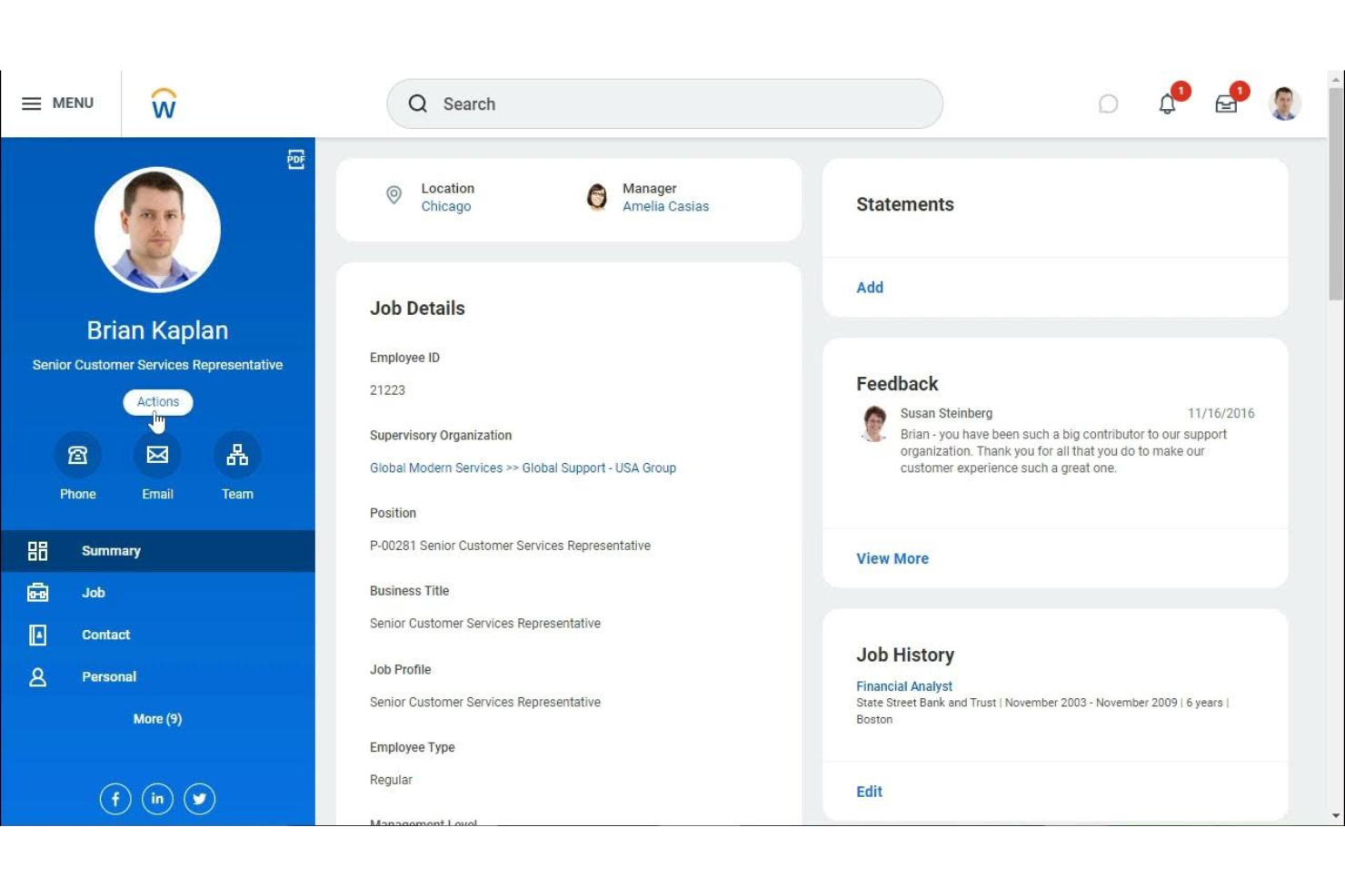 Workday Talent Management screenshot - 20 Beste Alternativen zu Workable im Jahr 2026