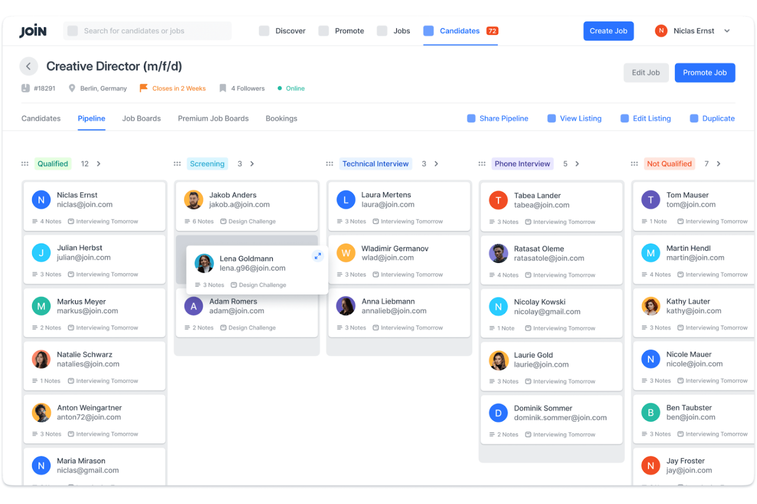 Join screenshot - 15 Beste Kostenlose Recruiting-Software Im Test 2026