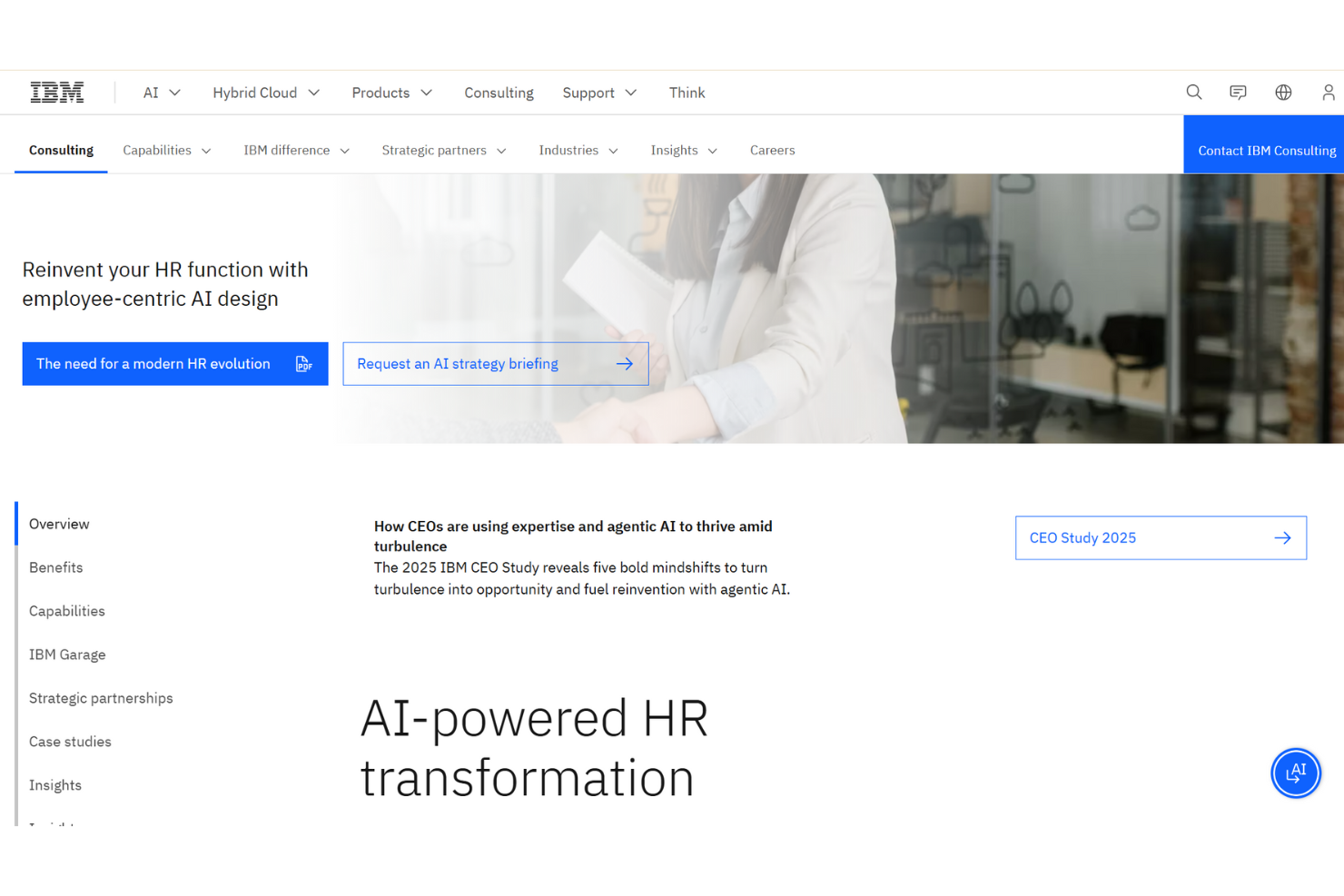 IBM HR Technology Consulting screenshot - 23 Meilleurs Services et Entreprises d’Externalisation RH en 2026
