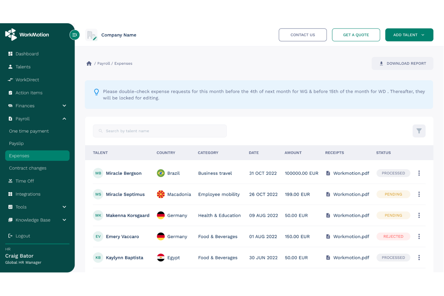 WorkMotion screenshot - Die 10 besten Arbeitgeber-des-Datensatzes-Dienste in Kanada: Für 2026 geprüft